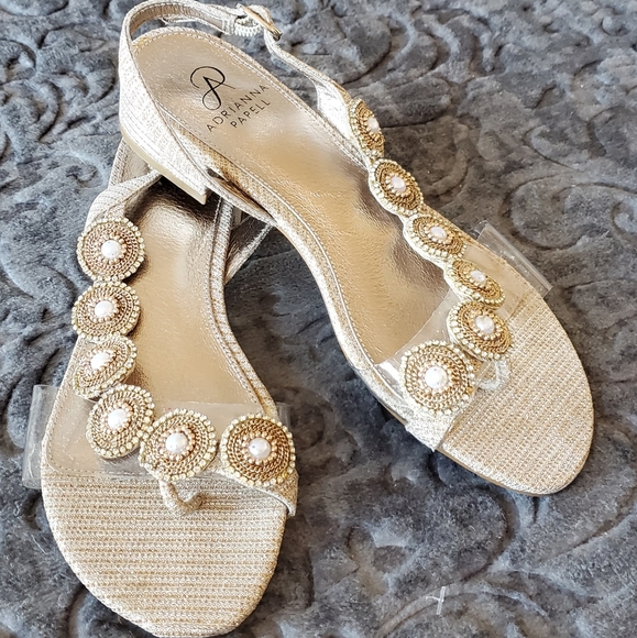 Adrianna Papel gold sparkling sandals size 7.5 - Picture 6 of 11